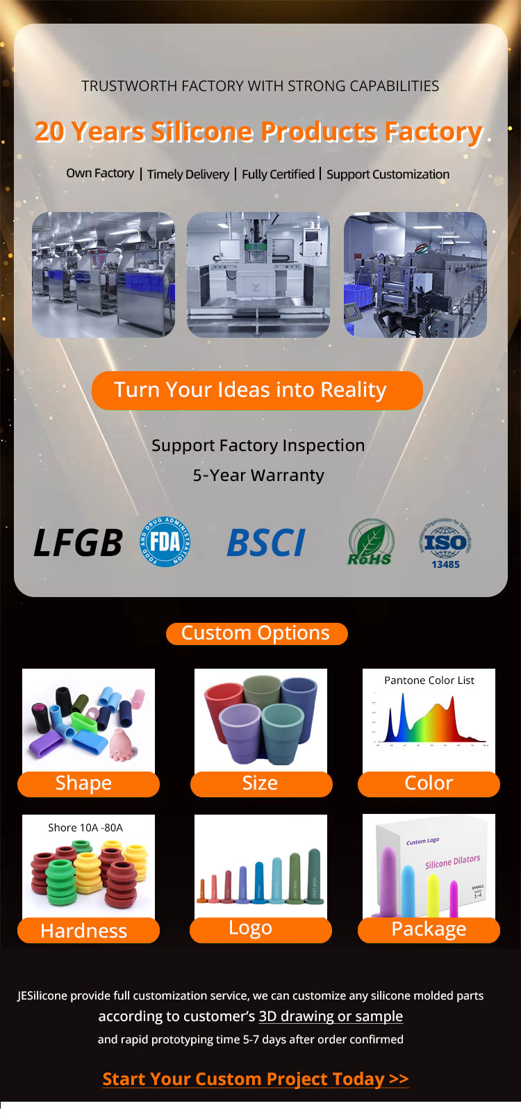 20 years silicone product factory and custom options