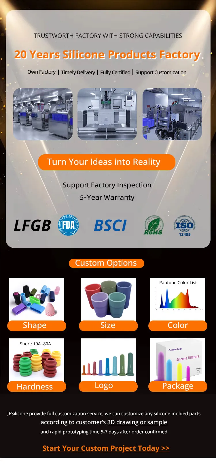 20 years silicone product factory and custom options