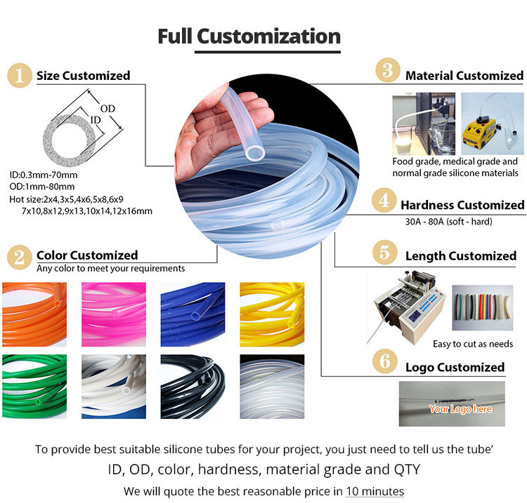 full customization for silicone tubes
