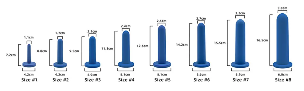 8 sizes of silicone vaginal dilators