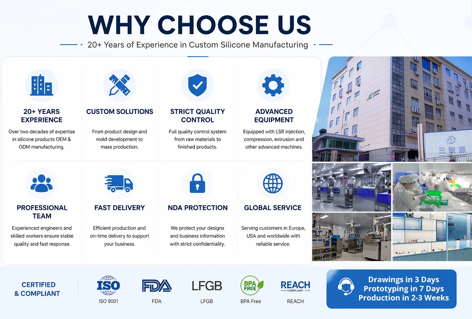 why choose JEsilicone for your custom silicone manufacturer
